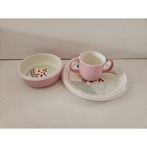 Mikasa Up And Away Pattern Child Plate Bowl Cup Japan Hot Air Balloon Rainbow